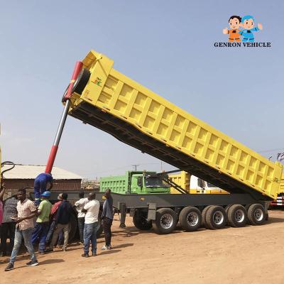 China 5 / 6 Axles 80T Capacity Genron Brand Rear Tipping Semi Truck Trailer In Southeast Asia Market for sale