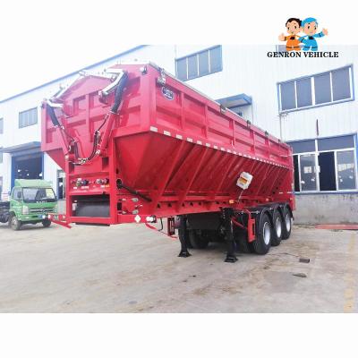 China Genron Brand V - Type Automatic 3 Axles Crawler Dump Semi Truck Trailer Export To Southeast Asian Market for sale