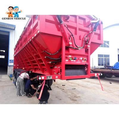 China Used to Delivery Carbon 3 Axles Crawler Dump Semitrailer Genron Brand Export To Mayanmar, Algeria, Dubai for sale
