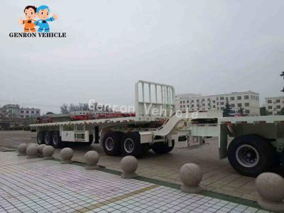 中国 60Tに荷を積む貨物のための半Genorn 20ft 40ftの平面のトレーラー 販売のため