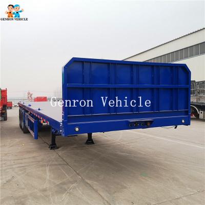 China 40 Foot Container 50t Flatbed Semi Trailer With 3 Axles Air Suspension for sale