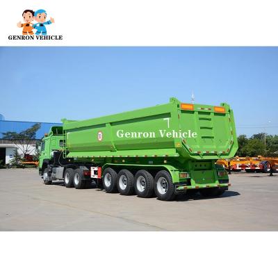 China 4 Axles 50T Dump Semi Trailers Hydraulic Rear Tipper Semi Trailer With WABCO Valve for sale