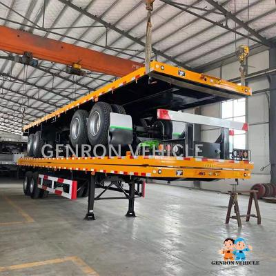 China 40-60 Tons 2 Axles Flatbed Semi Trailer For Transport Containers for sale