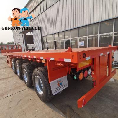 China Mechanical Suspension 4 Axles Container Flat Bed Semi Car Truck Utility Trailer With Twist Lock for sale