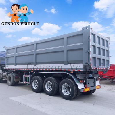 China 3 Axles 80 Tons Drop Rear Tipper Dump Semi Truck Trailer With Vacuum Tyres for sale