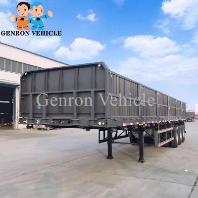 China 35 Tons 3 Axles Drop Side Semi Trailer Trucks Mechanical Suspension for sale