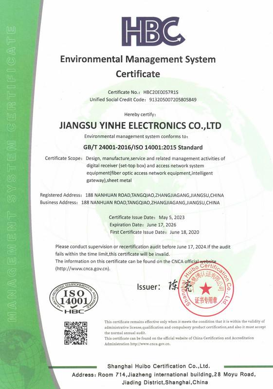 ISO14001:2015 Standard - Jiangsu GXY new energy co.,Ltd