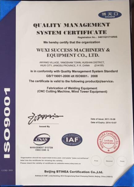 ISO9001 - WELDSUCCESS AUTOMATION EQUIPMENT (WUXI) CO., LTD