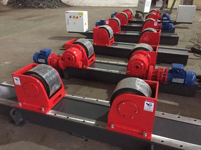 China Red 10T Bolt Adjustment Tank Turning Rolls Conventional Welding Rotator With PU Wheel for sale