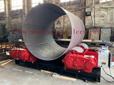 中国 頑丈な100トンは赤い/黒ローラーの立場鋼鉄ロールスロイスを溶接する回転ロールスロイスをタンクに入れます 販売のため