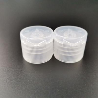 China 20/410 plastic PP transparent clear color ribbed closure flip top caps lids screw caps for sanitizer bottle en venta