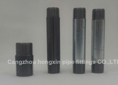 China Black coated steel pipe nipples seamless pipe thread nipples with DIN 2982 en venta