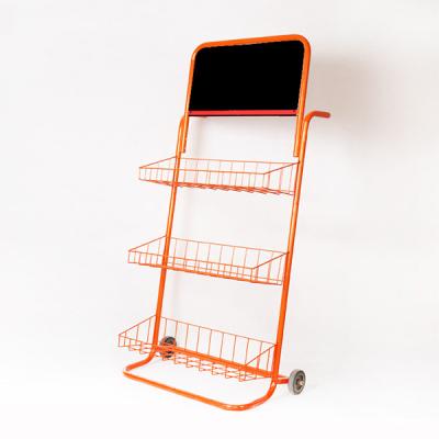 China Custom 3 Tiers Retail Store Supermarket Shelves Promotion Trolley for sale