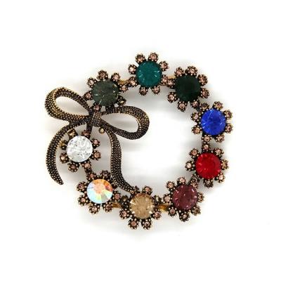 China Ancient Bronze Vintage Shoe Buckle Replacement Circular Crystal Buckle for sale