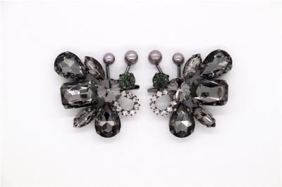 China Y Shape Rhinestone Shoe Clips 100mm*95mm Nickel / Black / Gold Color for sale