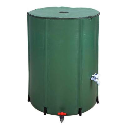 China Green 100 Gallon Collapsible PVC Rain Barrel 500D/1000D Portable Water Storage Tank for sale