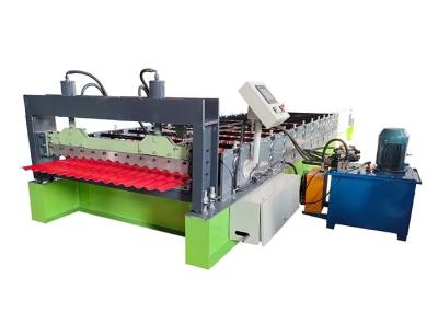 China Galvanized Steel Corrugated Sheet Roll Forming Machine Working Speed 10-15 M/Min for sale