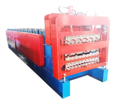 中国 Three In One Ibr Roll Forming Machine Hydraulic Cutting Chain Transmission Mode 販売のため