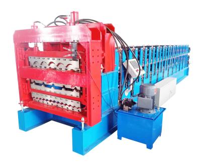 China Steel Glazed Trapezoidal IBR Corrugated Roof Tile Three Deck Roll Forming Sheet Machine for sale