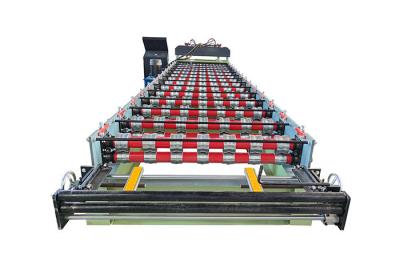 China Color Steel Coil Metal Sheet Roof Glazed Tile Roll Forming Machine Width 1100mm zu verkaufen