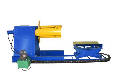 China Blaue Farbehydraulische Decoiler-Maschine/Stahlspule Decoiler für Metalldeckungs-Ausrüstung zu verkaufen