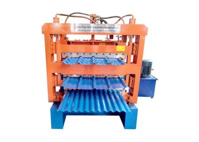 中国 機械、青/オレンジ波形の金属の屋根ふき機械を形作る3つの層のIbrシート ロール 販売のため
