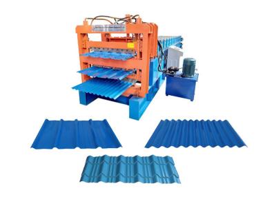 China Three Layer Steel Sheet Making Machine , Touch Screen Roof Sheet Forming Machine for sale