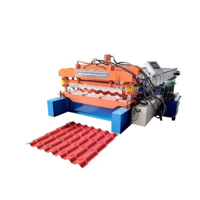 China Bamboo Glazed Roof Tile Roll Forming Machine Metal Steel Step Tile Making Machine for sale