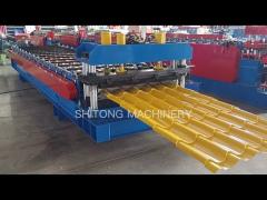 high speed glazed tile roofing panel roll forming machine with combined cutting device