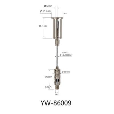 China Brass Ceiling Attachment M6 Thread Wire Suspension System With Knurling YW86009 for sale