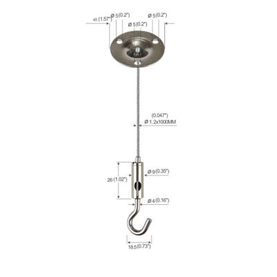 China Brass Steel Three Holes Suspended Cable Lighting System With A Hook Gripper YW86019 for sale