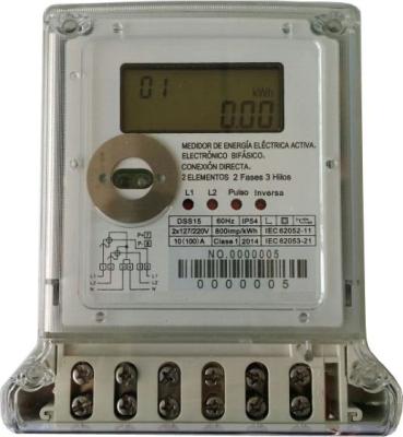 China Brownouts Operatable 2 Phase Electric Meter , Large Volume Electronic Kwh Meter meaure neutral missing for sale
