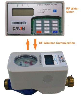 China LCD Display Wireless Water Meter , Battery Driven Water Prepaid Meters split CIU RF communication for sale