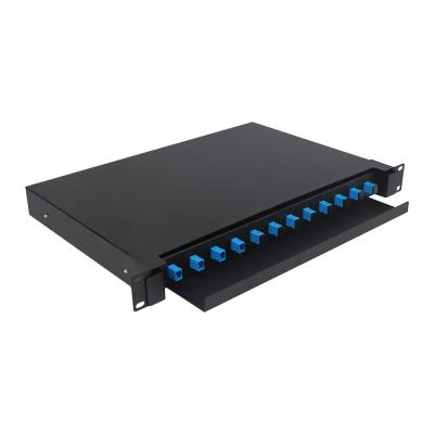 China 12 Core 1U Rack Mount Fiber Optic Patch Panel For FTTX Network Cable Management for sale