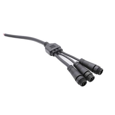 China Black PVC One to Three  Waterproof Y Connector IP68 2 Core Cable Connector for sale
