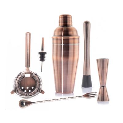 China Stainless Steel Cocktail Kit Shaker Mixer Drink Bartender Antique Copper Barware Set for sale