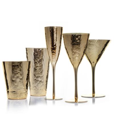 China High End Glassware Collection Custom Luxury Golden Wine Glass Gift Wine Glass Set for sale