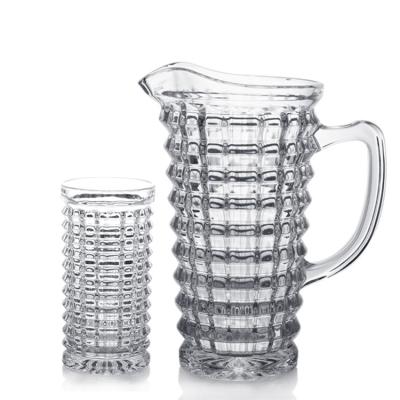 中国 Wholesale Horizontal  StripesGlass Pitcher Collection Hiball Glass Set 販売のため
