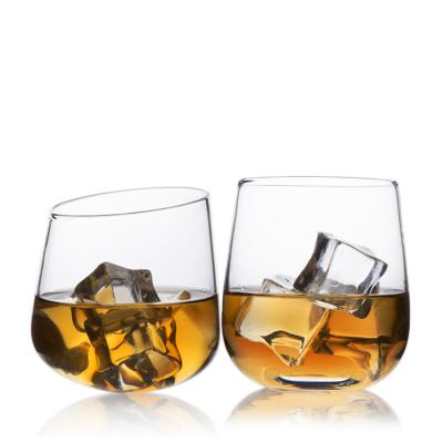 China Hot Selling Lead-Free Crystal Creative Round Bottom Bevel Custom Glass Whiskey Glass à venda