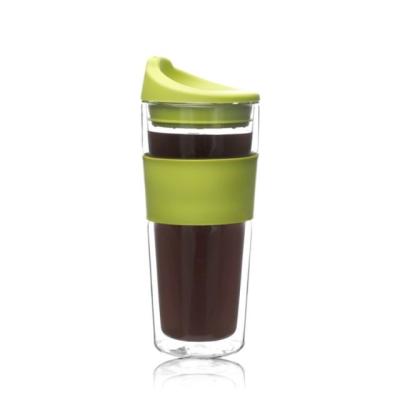 Chine High Borosilicate Handle Heat Resistant Mug Food Grade Hot Beverage Double Wall Glass Cup à vendre