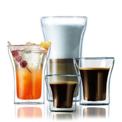 China Heat Resistant Mug Food Grade Hot Beverage Double Wall Glass Cup à venda
