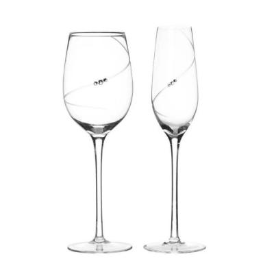 China New Design Diamond Decoration Personalized Clear Crystal Wine Glass Glass Gift for sale
