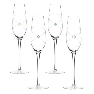 China Diamond Decoration Custom Personalized Clear Champagne Flutes Glass Gifts for sale