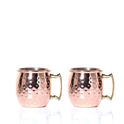 China Factory Custom 65ml  Moscow mule rose gold finished with handles stainless steel mug en venta