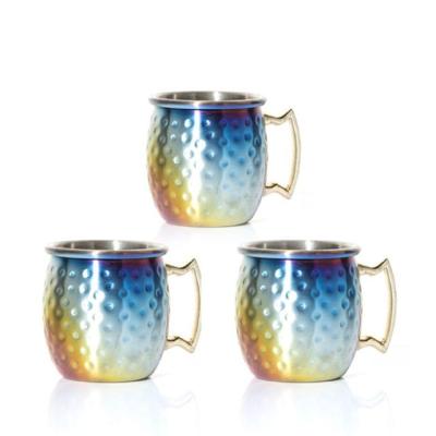 China Hot Sell 65ml Moscow mule mug cocktail hammer rainbow-plated cup for sale