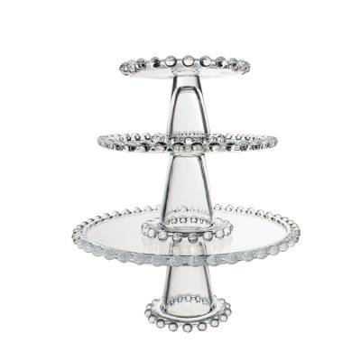 Chine 1-3 cake stand set  eco-friendly lead-free crystal transparent dome glass cake stand à vendre