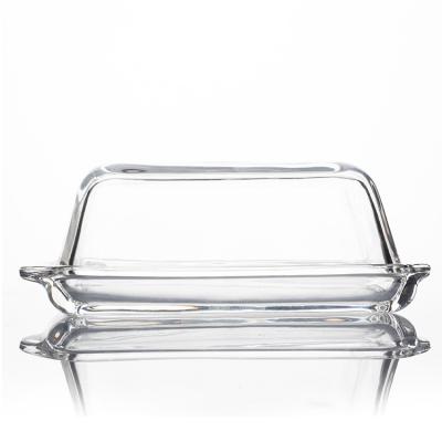 China Factory Whosale High Quality Clear Glass Butter Dish Set for sale
