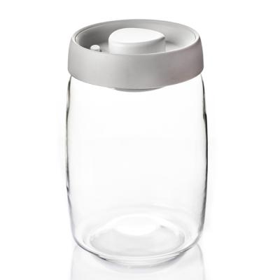 China Wholesale Vacuum Jar Food Storage Canister Transparent Borosilicate Glass With Color Lid for sale