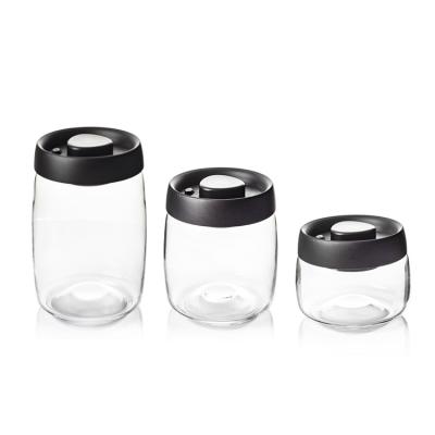 China Wholesale Vacuum Jar Food Storage Canister Transparent Borosilicate Glass With Color Lid for sale