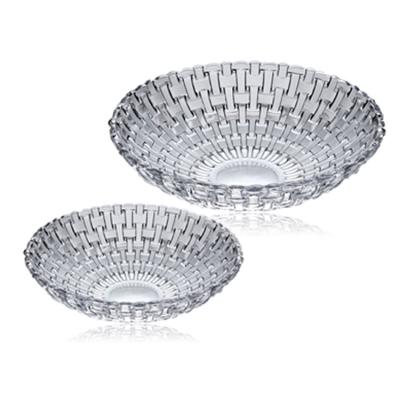 China Classic Design Fruit Bowl Salad Bowl Woven Collection Clear Weave Glass Bowl with L/S Sizes for sale
